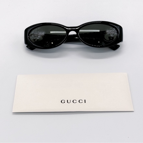 NEW GUCCI GG1660S 001 OVAL BLACK GREY WOMEN SUNGLASSES GUCCI - Picture 12 of 13
